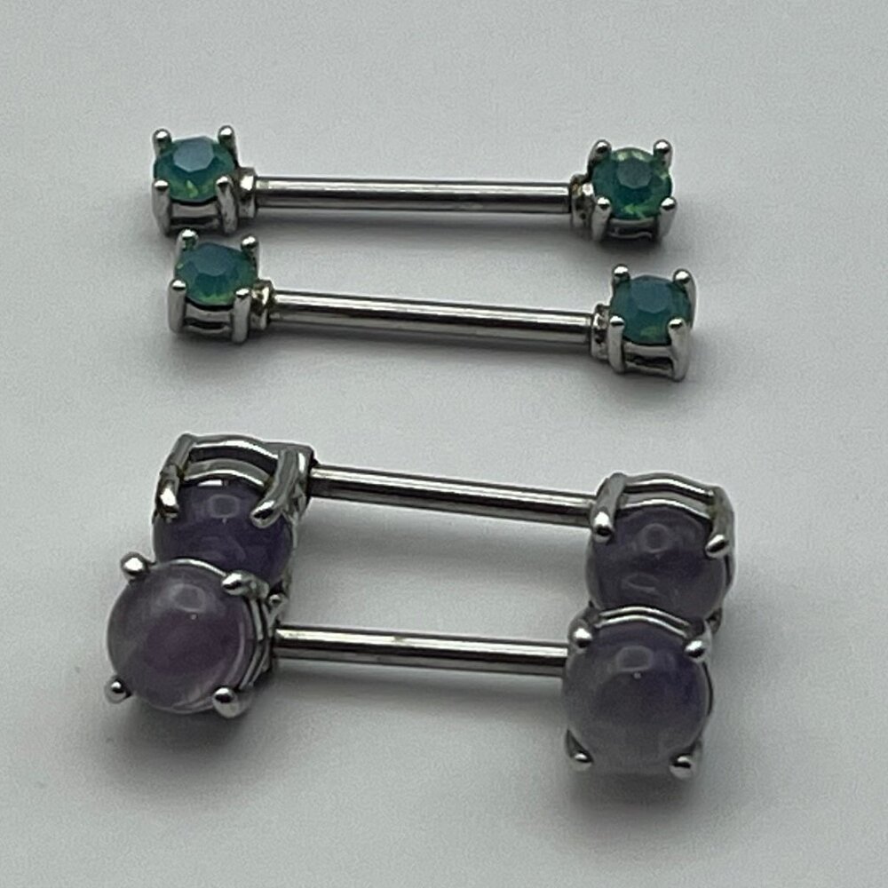 Gorgeous Natural Stone Nipple Barbells!!!